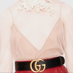Gucci Marmont Belt in Black with Brass Gold GG buckle size 100
